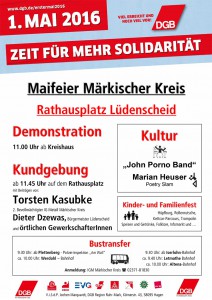 Mehr über den Artikel erfahren Aufruf zum 1. Mai 2016 – Zeit für mehr Solidarität
