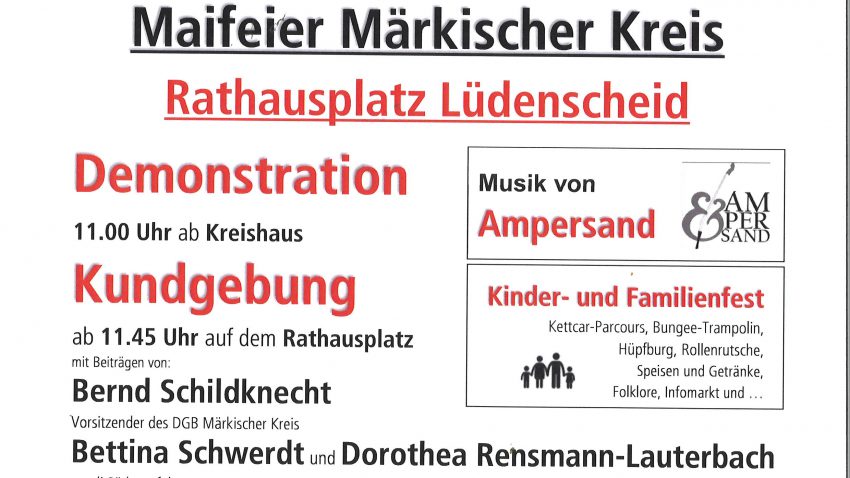 Mehr über den Artikel erfahren Aufruf zur 1. Mai Kundgebung